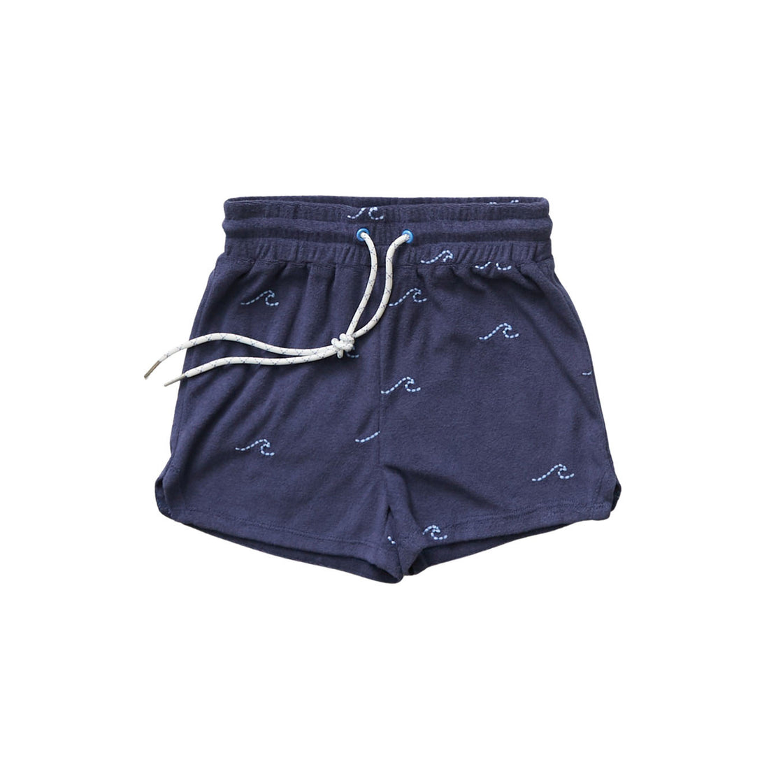 Hey kid Blue Embroidered Waves Terry Shorts
