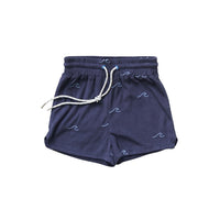 Hey kid Blue Embroidered Waves Terry Shorts