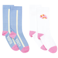 Hundred Pieces accessories Hundred Pieces White Pack 2 Pairs Of Socks Thank Youth Rainbow