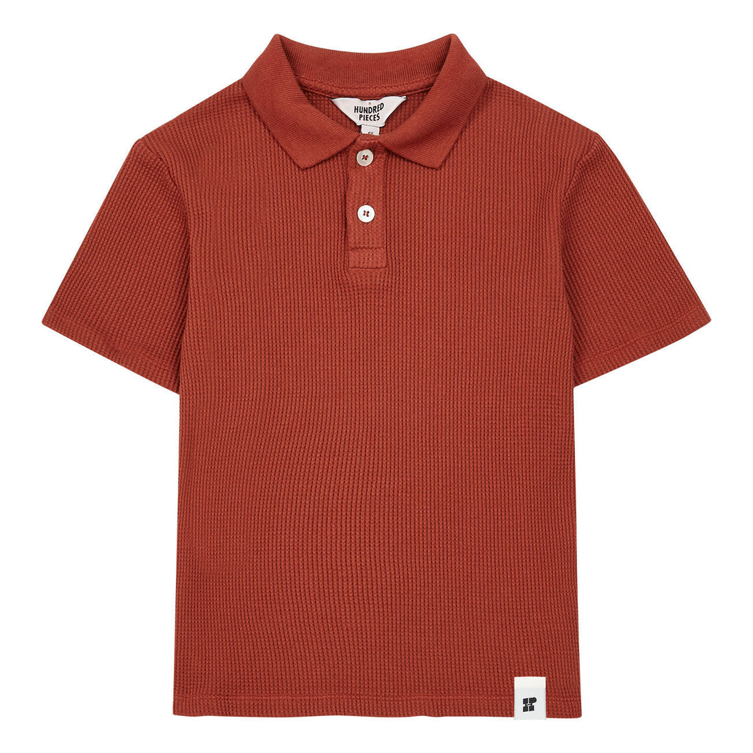 Hundred Pieces tees Hundred Pieces Burnt Orange Waffle Knit Polo Shirt