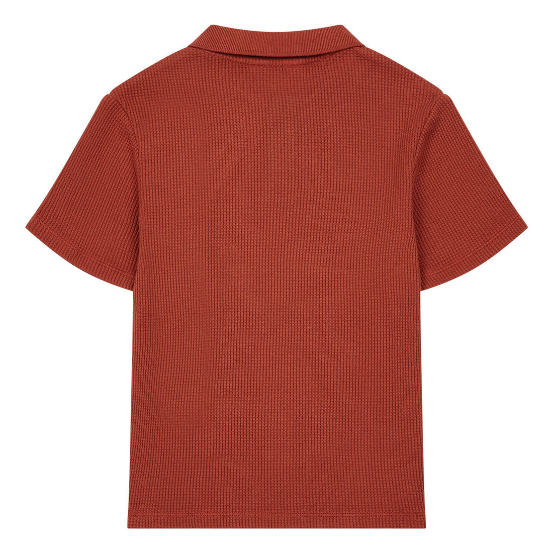 Hundred Pieces tees Hundred Pieces Burnt Orange Waffle Knit Polo Shirt