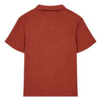 Hundred Pieces tees Hundred Pieces Burnt Orange Waffle Knit Polo Shirt
