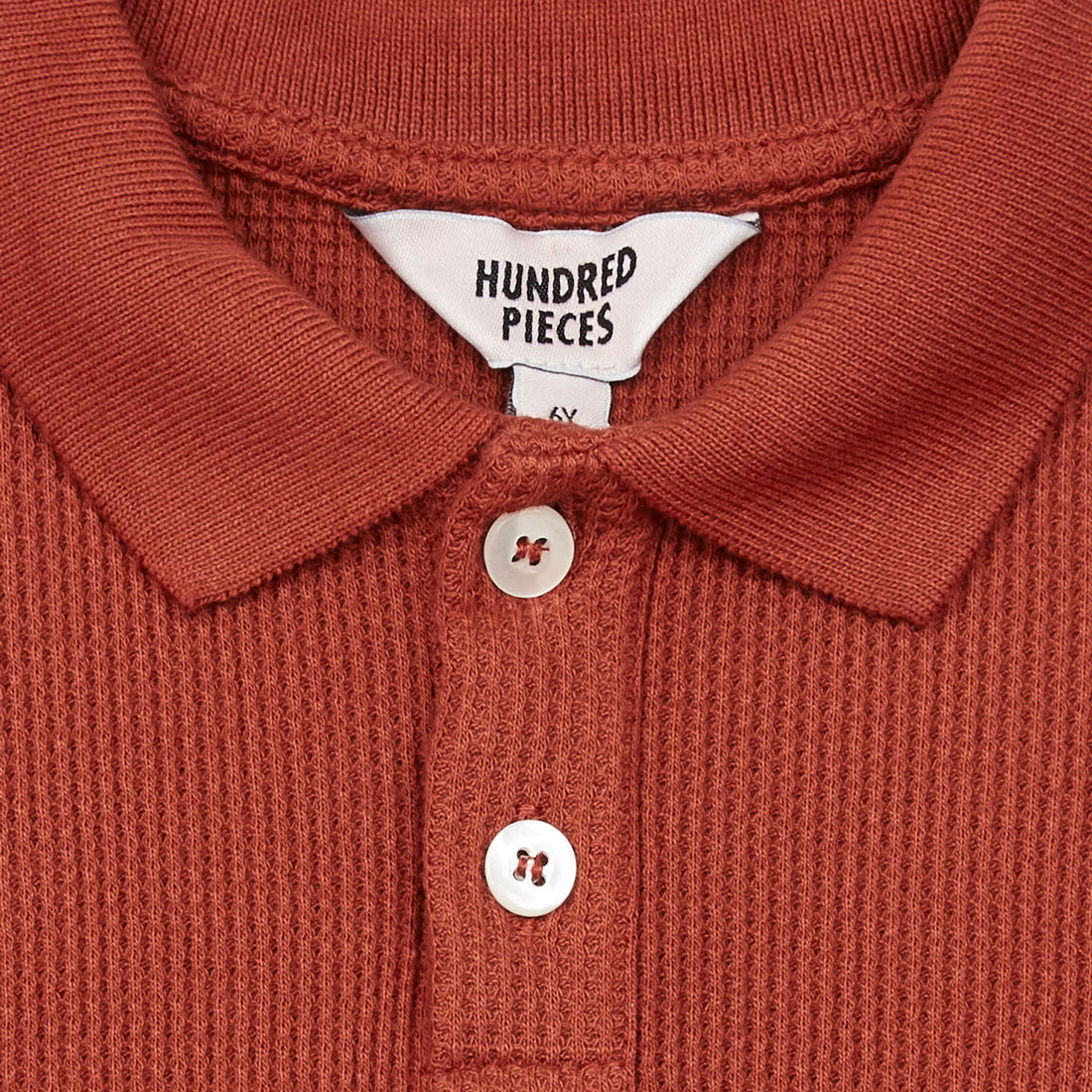 Hundred Pieces tees Hundred Pieces Burnt Orange Waffle Knit Polo Shirt