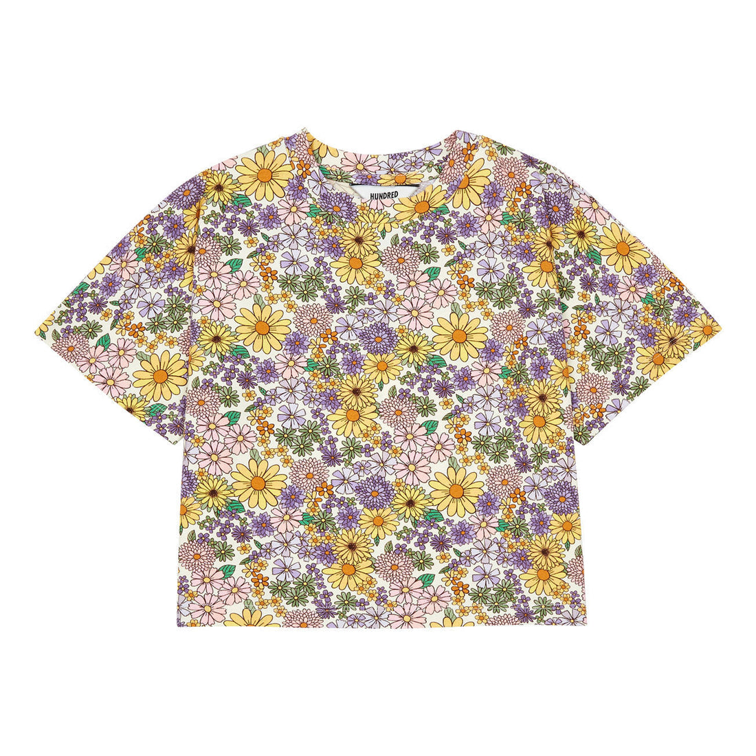 Hundred Pieces tees Hundred Pieces Flowers Cotton Cropped T-Shirt