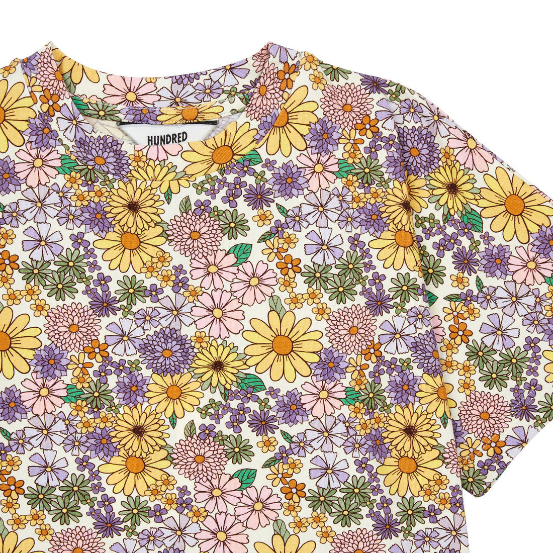 Hundred Pieces tees Hundred Pieces Flowers Cotton Cropped T-Shirt