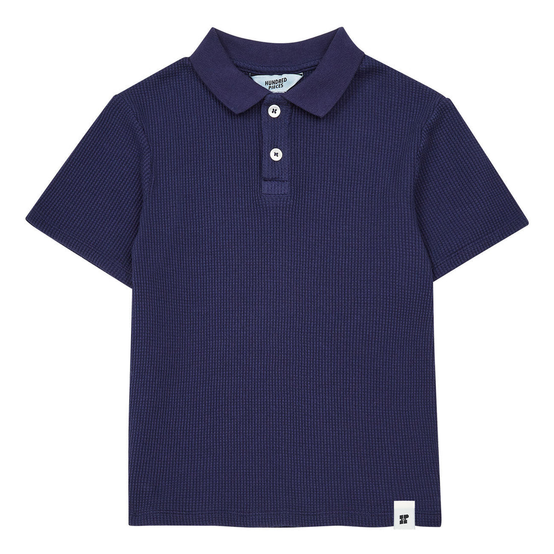 Hundred Pieces tees Hundred Pieces Navy Blue Waffle Knit Polo Shirt