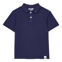 Hundred Pieces tees Hundred Pieces Navy Blue Waffle Knit Polo Shirt