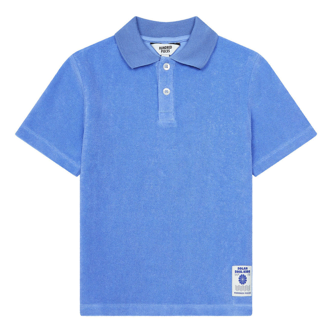 Hundred Pieces tees Hundred Pieces Wave Blue Terry Cloth Polo Shirt