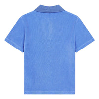 Hundred Pieces tees Hundred Pieces Wave Blue Terry Cloth Polo Shirt