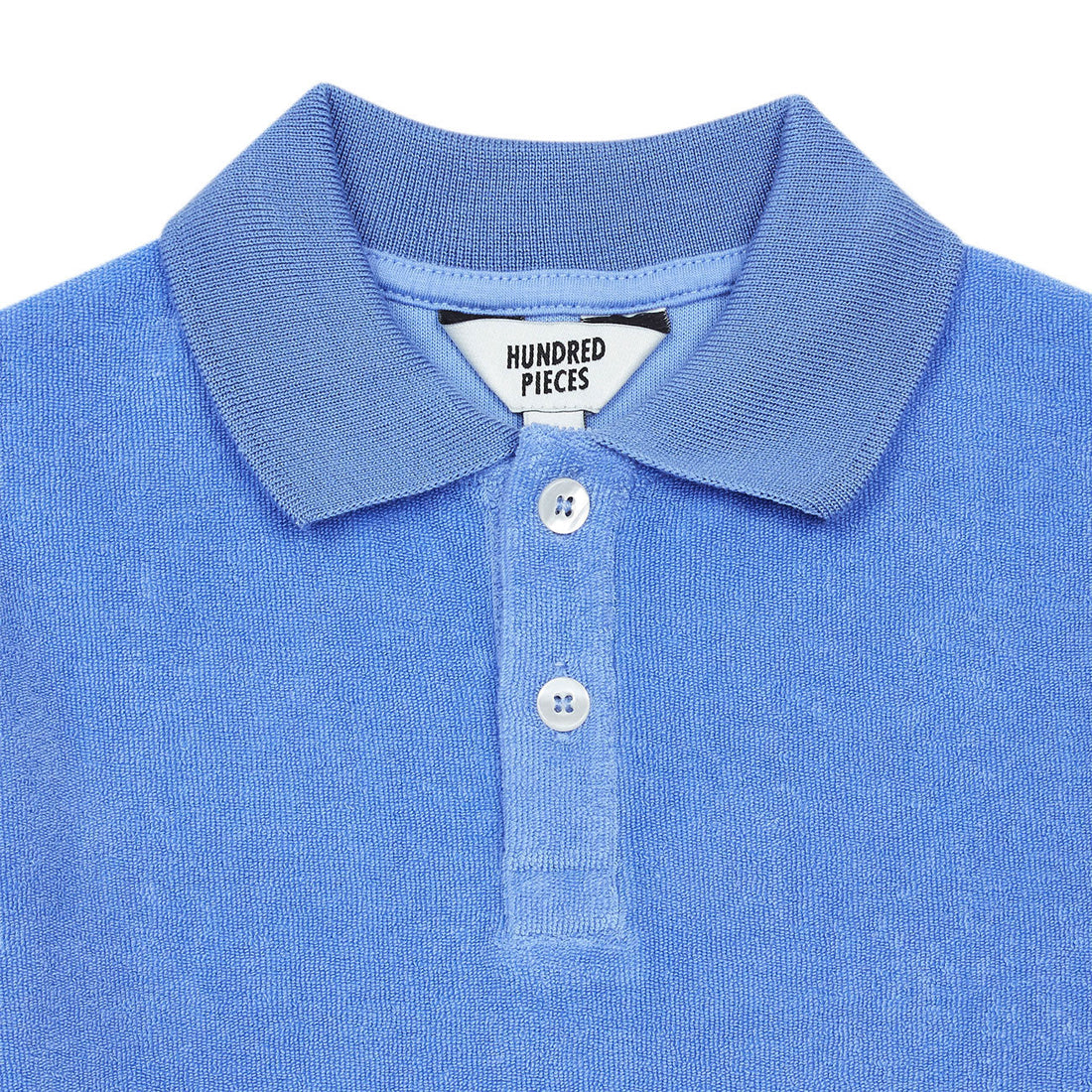 Hundred Pieces tees Hundred Pieces Wave Blue Terry Cloth Polo Shirt