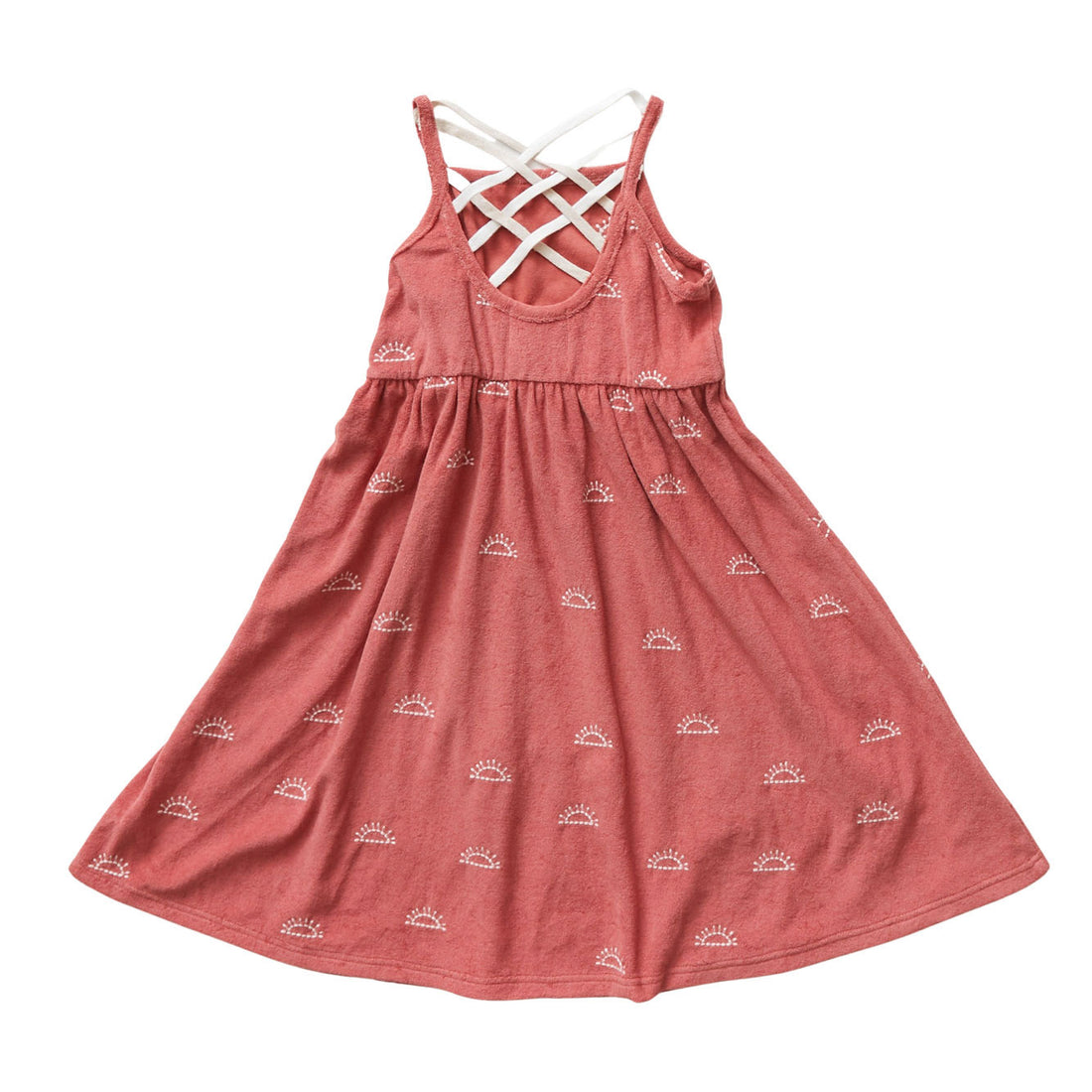 Hey kid Red Embroidered Sun Terry Dress