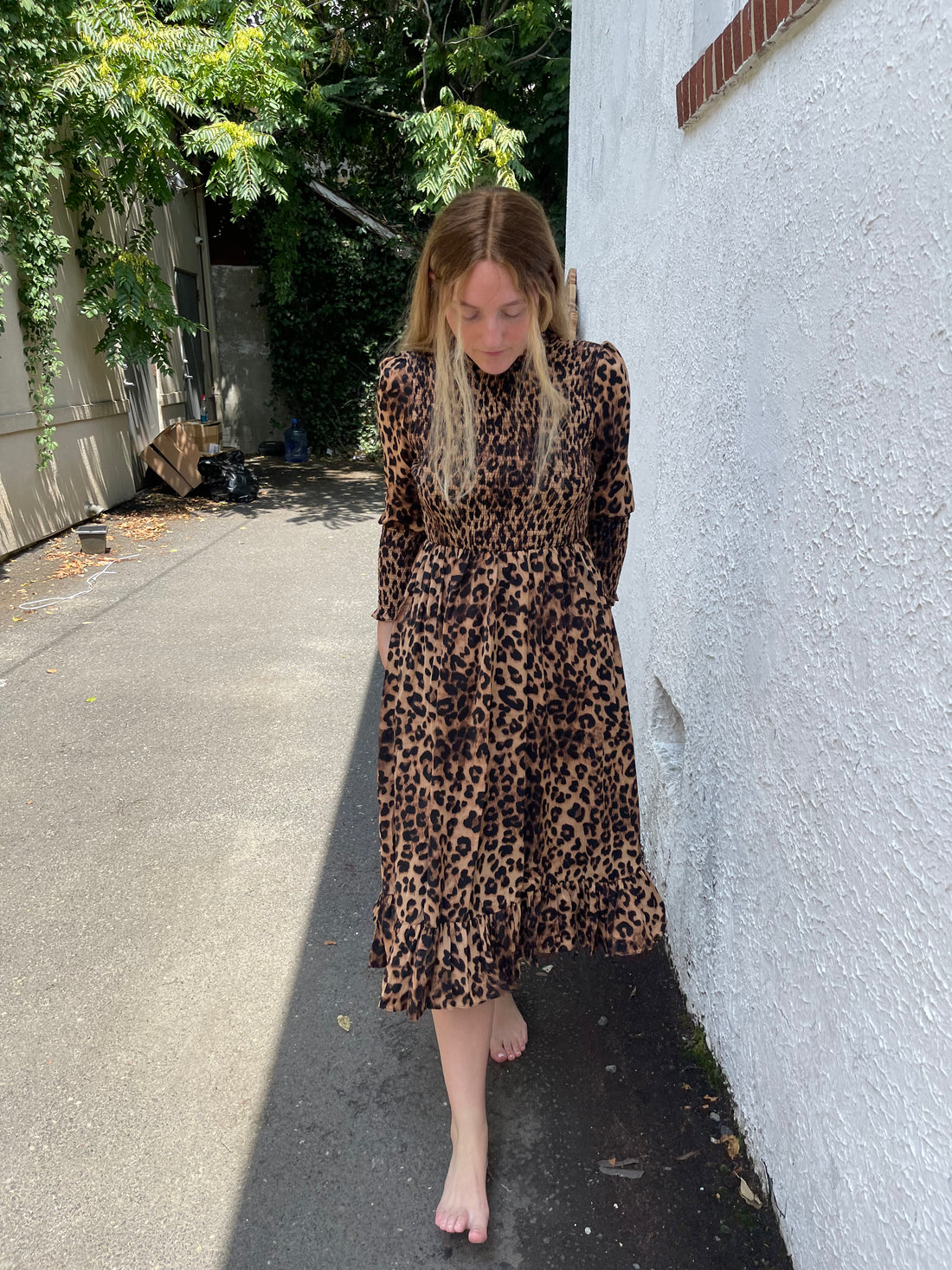 Ava and Lu Leopard Smocked Dress