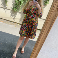 Ava and Lu Bright Floral Pleated Dress