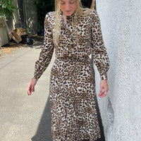 Ava and Lu Leopard Pleated Midi Skirt