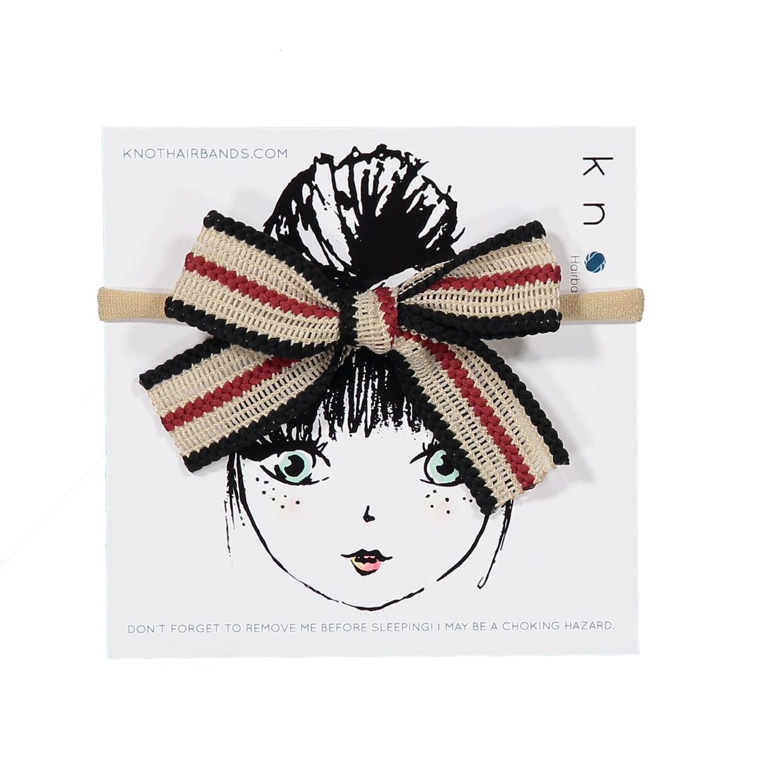 Knot Hairbands Stripe Bow Band // Black + Red
