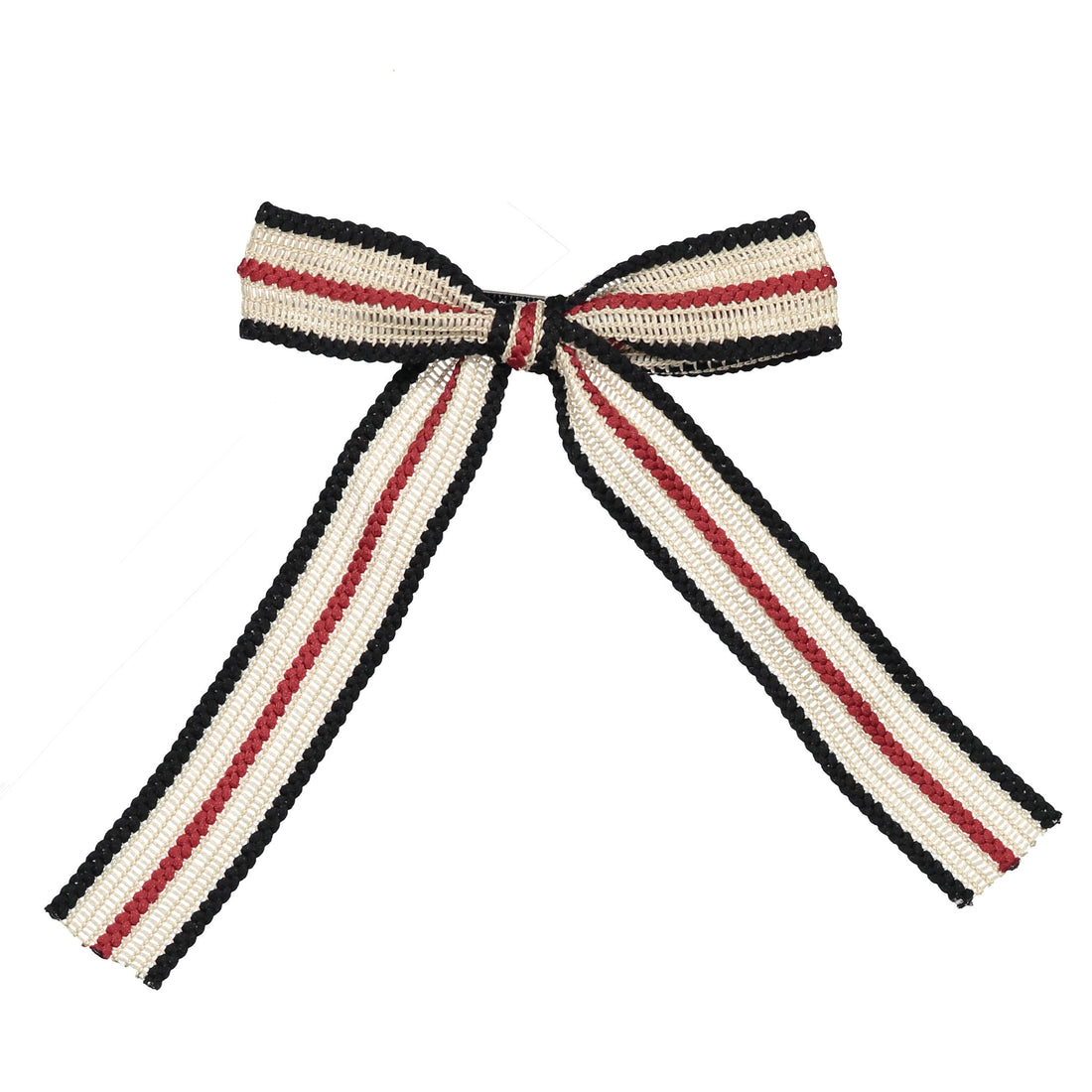 Knot Hairbands Stripe Bow Clip // Black + Red