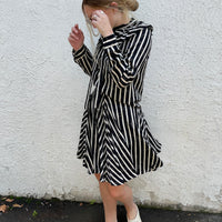 Ava and Lu Black/White Striped Blouse