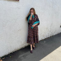 Ava and Lu Multi Floral Bib Collared Dress