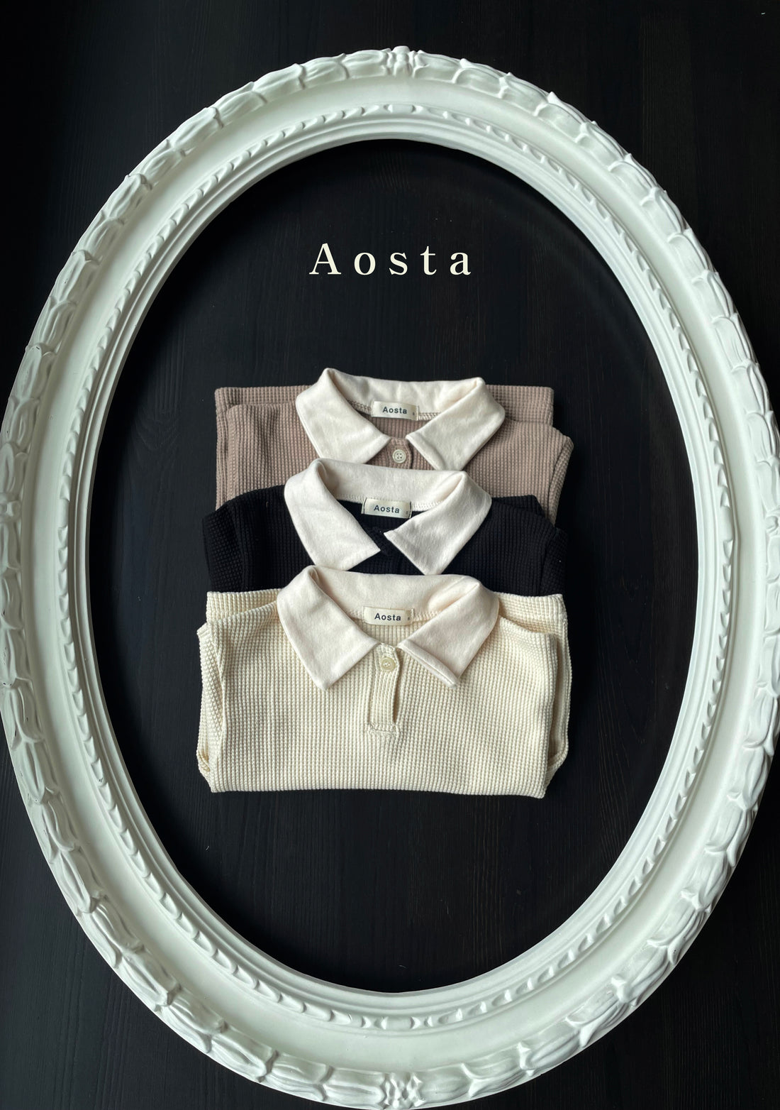 Aosta Waffle Collar Tee - Ivory-Bread