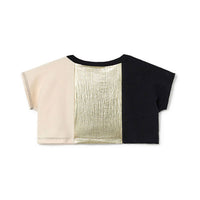 Little Creative Factory Cream Gold Black Shave Ice Crop Top