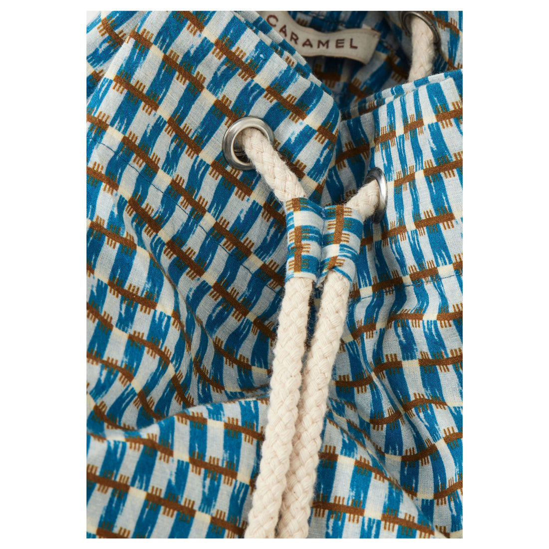 Caramel  Blue Geo Print Kalimeris Duffle