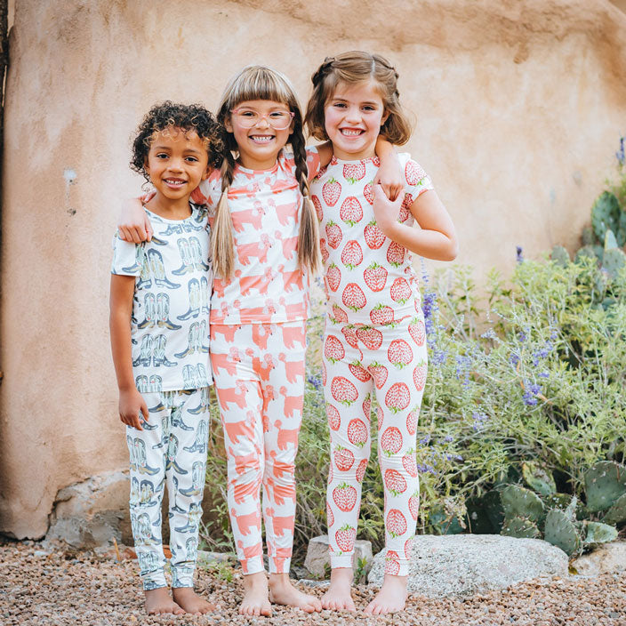 Pink Chicken Bamboo Pj Set - Blue Cowboy Boots