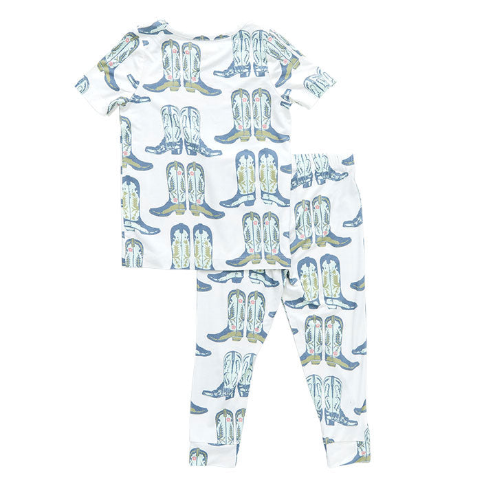 Pink Chicken Bamboo Pj Set - Blue Cowboy Boots
