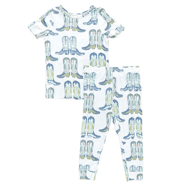 Pink Chicken Bamboo Pj Set - Blue Cowboy Boots