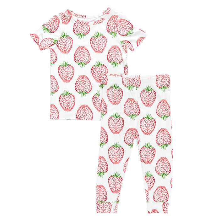 Pink Chicken Bamboo Pj Set - Strawberries