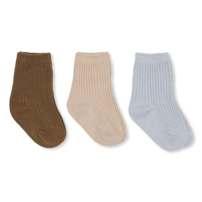 Konges Slojd accessories Konges Slojd Bronze Brown - Mix 3-Pack Rib Socks