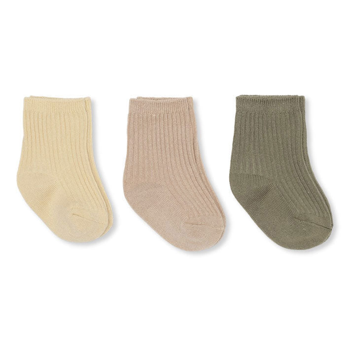 Konges Slojd accessories Konges Slojd Reed Yellow 3-Pack Rib Socks