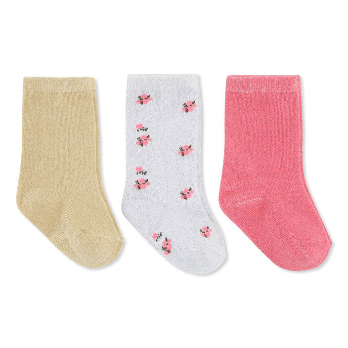 Konges Slojd accessories Konges Slojd Strawberry Pink 3-Pack Jacquard Lurex Socks