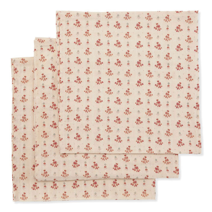 Konges Slojd accessories OS Konges Slojd Vintage Floral Red 3 Pack Muslin Cloth