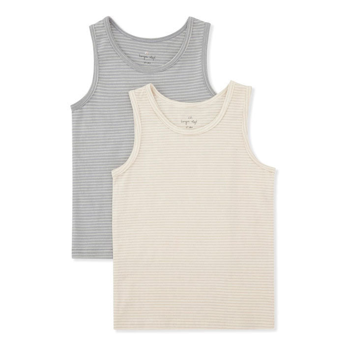 Konges Slojd tees Konges Slojd Sleet/Oxford Tan Stripe 2 Pack Basic Tank Top