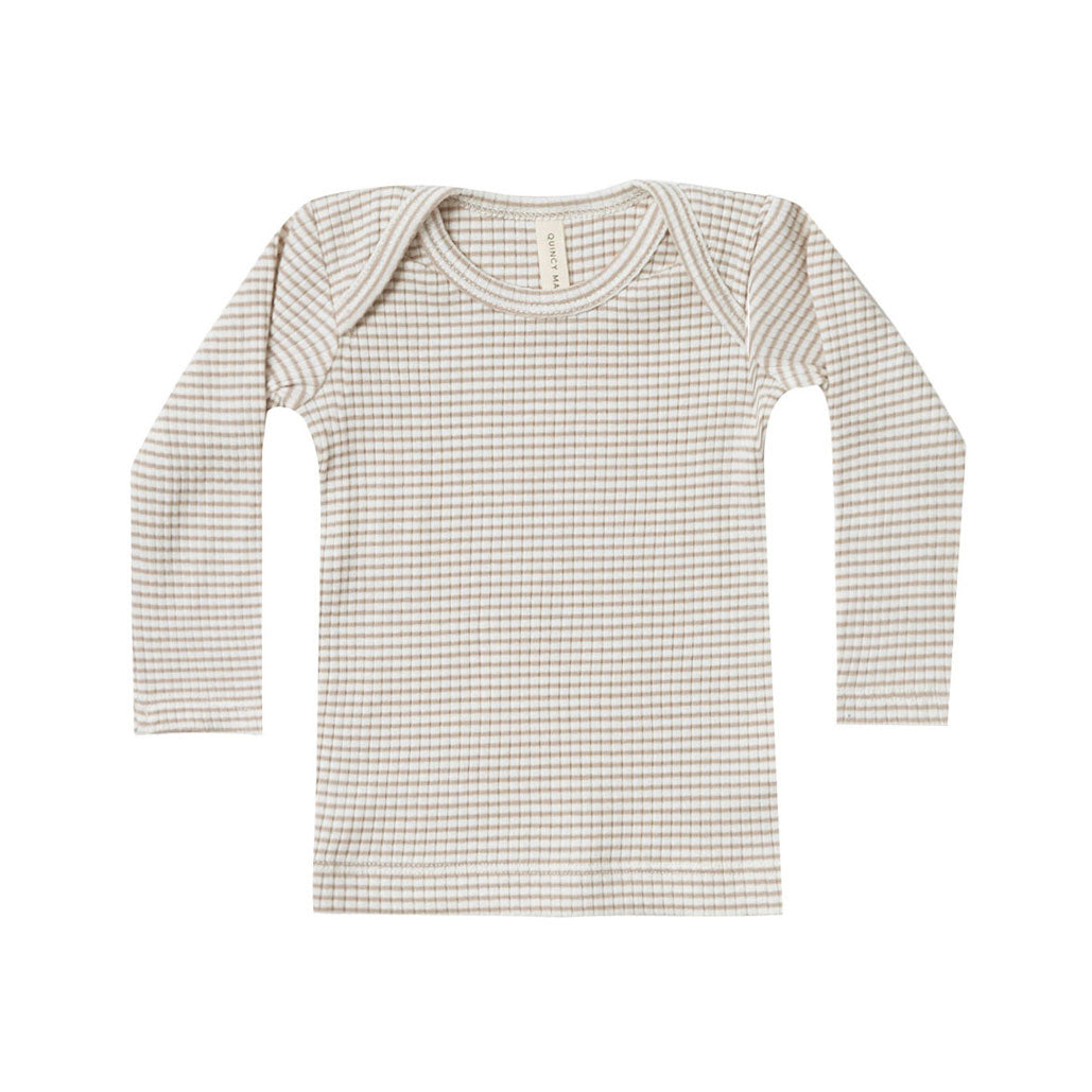 Quincy Mae Fog Stripe Ribbed Longsleeve Lap Tee