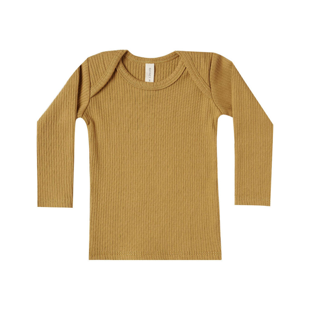 Quincy Mae Ochre Ribbed Longsleeve Lap Tee
