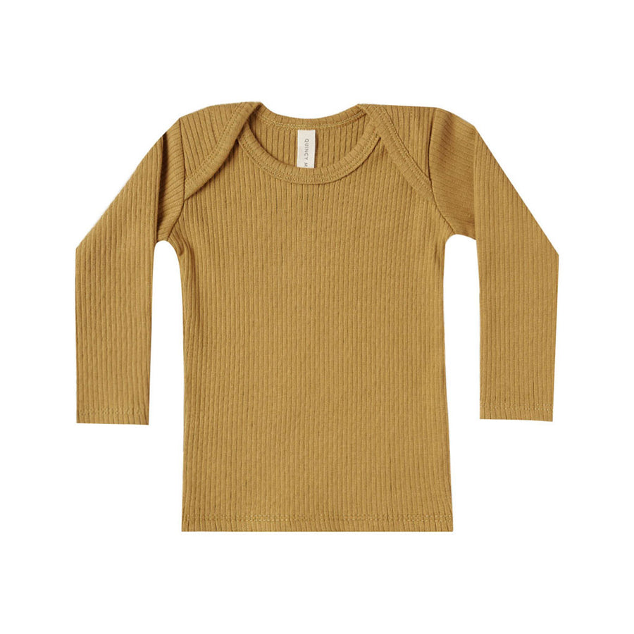 Quincy Mae Ochre Ribbed Longsleeve Lap Tee