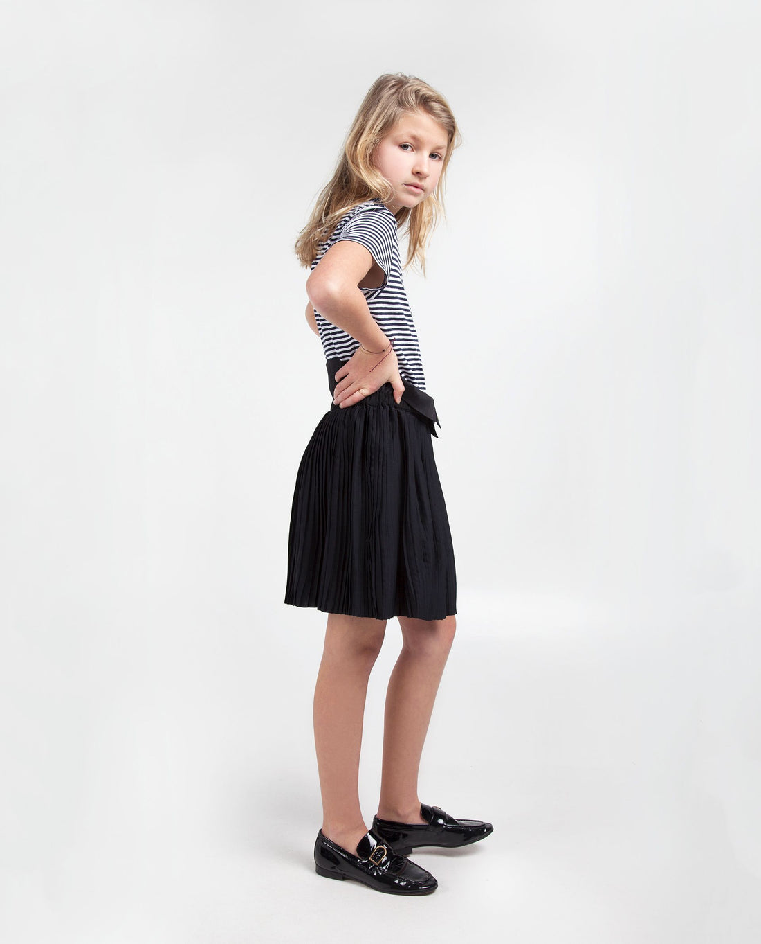 Les Coyotes De Paris Navy Rosa Pleated Skirt