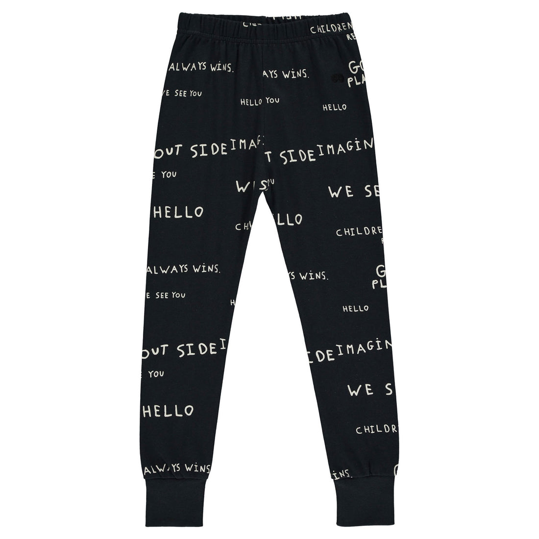 Beau Loves Black Journal Text Allover Slim Pants