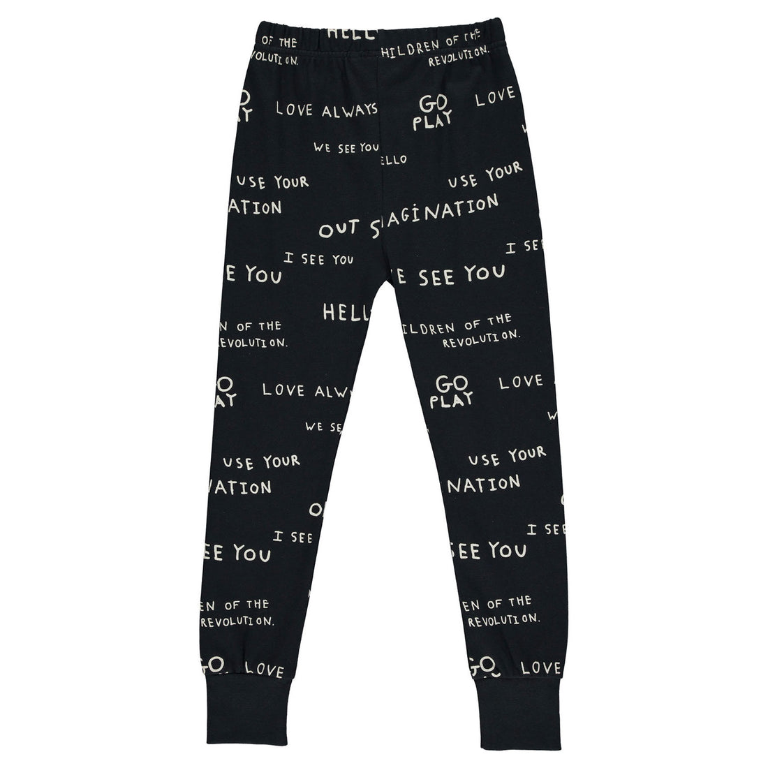 Beau Loves Black Journal Text Allover Slim Pants