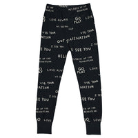 Beau Loves Black Journal Text Allover Slim Pants