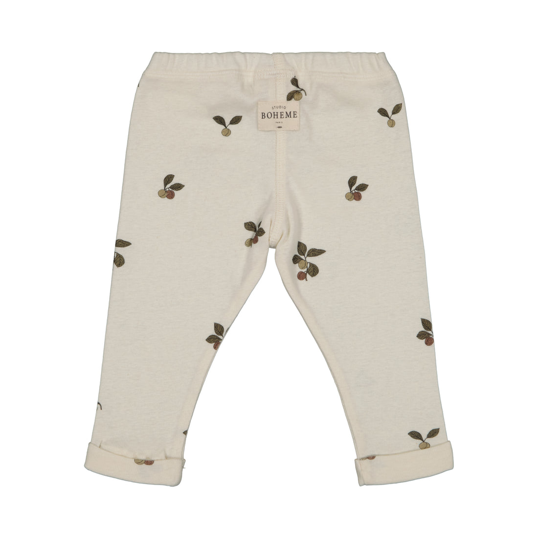 Studio Boheme Off White Plums Print Rom Pom Leggings