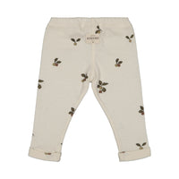 Studio Boheme Off White Plums Print Rom Pom Leggings