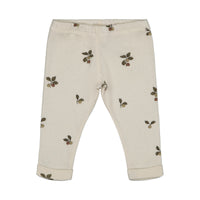 Studio Boheme Off White Plums Print Rom Pom Leggings