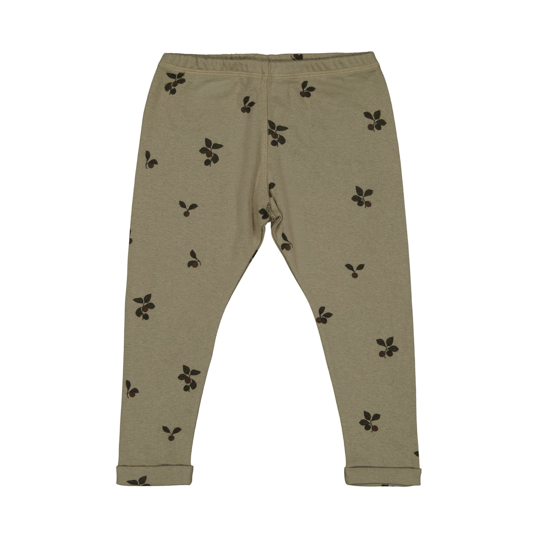 Studio Boheme Khaki Plums Print Rom Pom Leggings