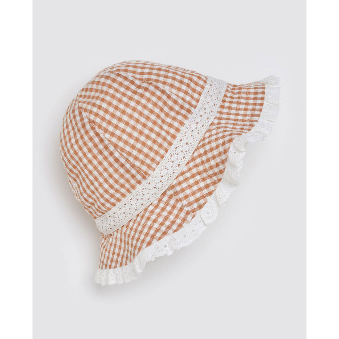 Little Cotton Clothes accessories Little Cotton Clothes Tilly Hat Reversible - Caramel Seersucker Gingham