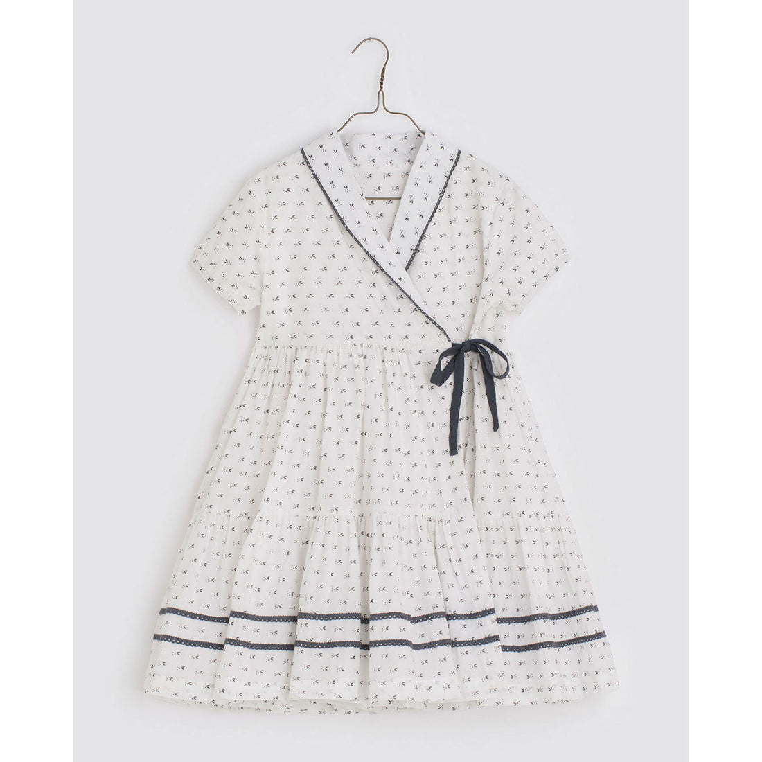 Little Cotton Clothes dresses Little Cotton Clothes Amel Wrap Dress - Blue dot floral