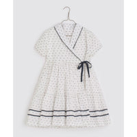 Little Cotton Clothes dresses Little Cotton Clothes Amel Wrap Dress - Blue dot floral