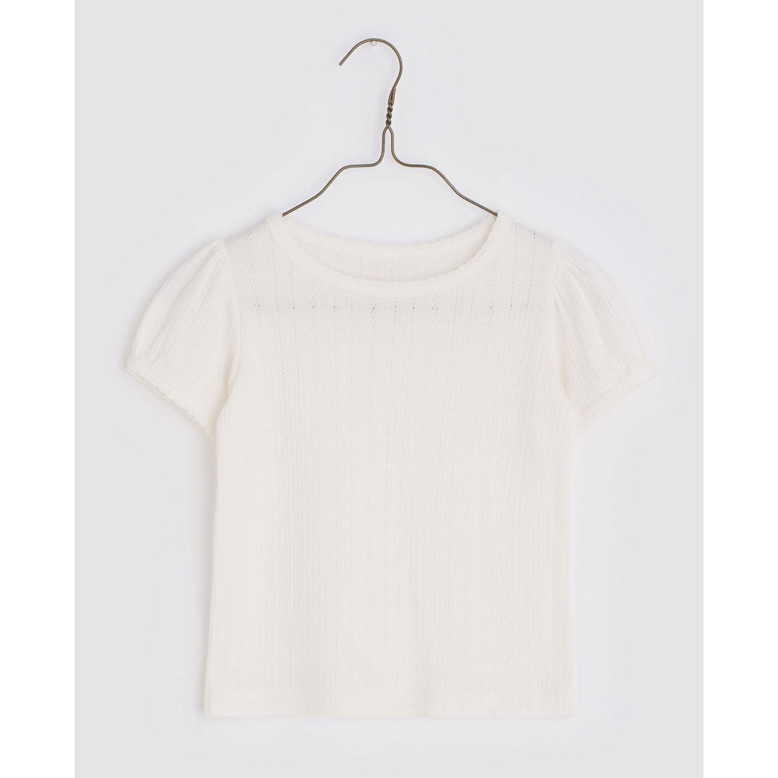 Little Cotton Clothes tees Little Cotton Clothes Esther Organic Pointelle Tee - Milk