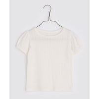 Little Cotton Clothes tees Little Cotton Clothes Esther Organic Pointelle Tee - Milk